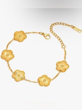 Gold Plated Clover Link Bracelet - Elegant Women's Jewelry